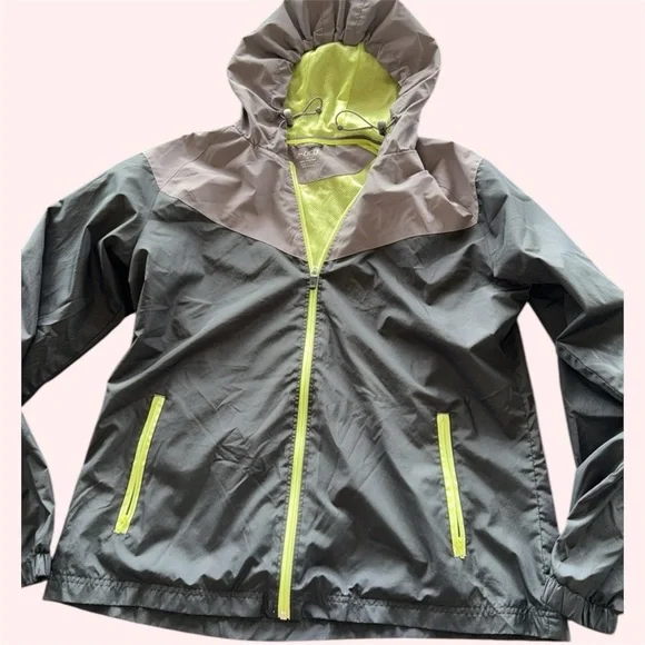 BCG Windsuit Gray Black Neon Green Hooded Jacket & Pants Tracksuit Unisex Sz L - Picture 2 of 14